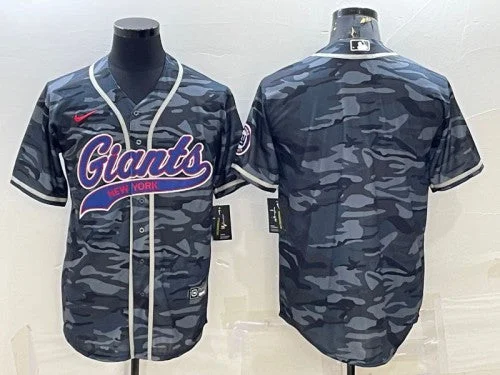 Baseball Jersey For Custom Orders With Logo-Men's New York Giants Blank Gray Camo With Patch Cool Base Stitched Baseball Jersey