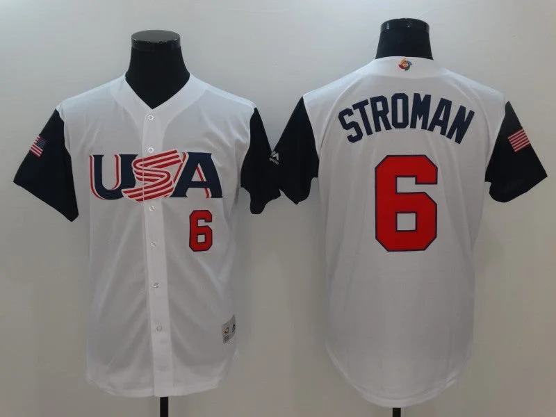 Baseball Jersey For Custom Branding-Men's USA Baseball 6 Marcus Stroman White 2017 World Baseball Classic Jersey