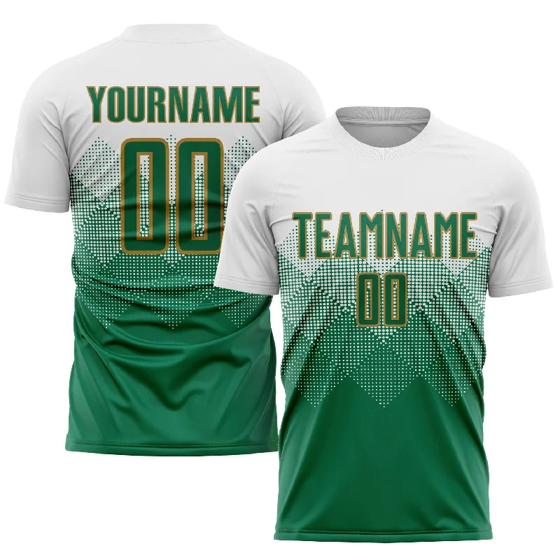 Football Jersey For Private Teams-Custom White Kelly Green-Old Gold Sublimation Soccer Uniform Jersey