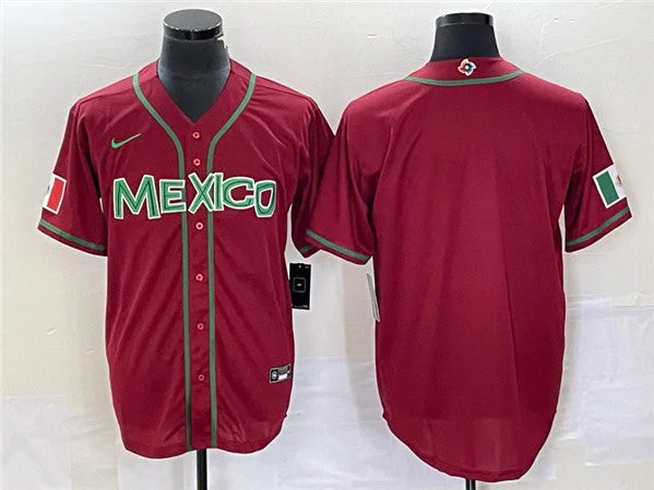 Baseball Jersey For Speedy Fit-Men's Mexico Baseball Blank 2023 Red World Baseball Classic Stitched Jersey