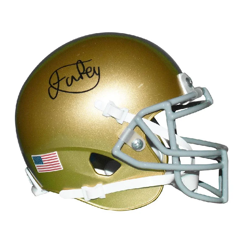 Rugby Helmet For Premium Protection-Isaiah Foskey Signed Notre Dame Fighting Irish Gold Mini Schutt Replica Football Helmet (JSA)