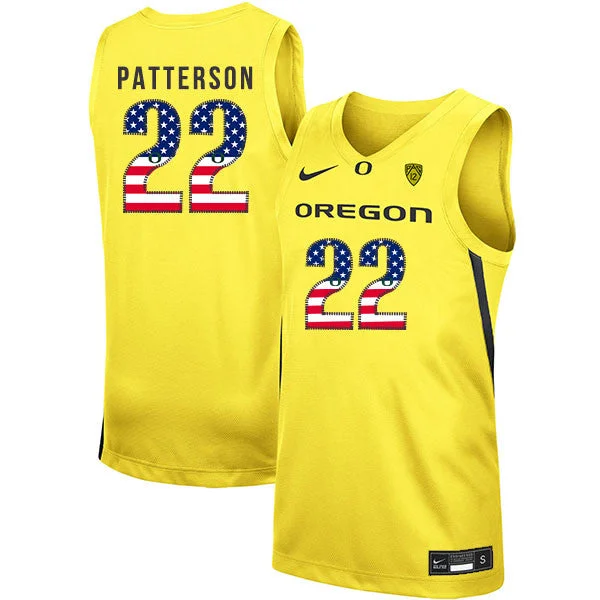 Football Jersey For Group Purchases And Gifts-Basketball Jersey For Group Purchases And Gifts-Oregon Ducks 22 Addison Patterson Yellow USA Flag College Basketball Basketball Jersey