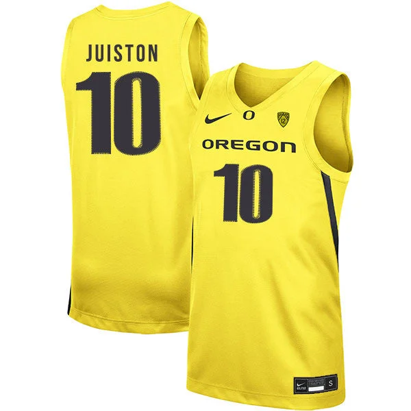 Youth Football Jersey-Youth Basketball Jersey-Oregon Ducks 10 Shakur Juiston Yellow College Basketball Basketball Jersey