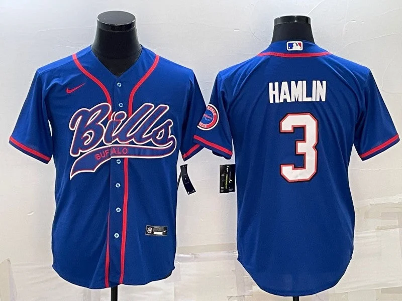 Baseball Jersey For Sport-Specific Design-Men's Buffalo Bills #3 Damar Hamlin Royal With Patch Cool Base Stitched Baseball Jersey