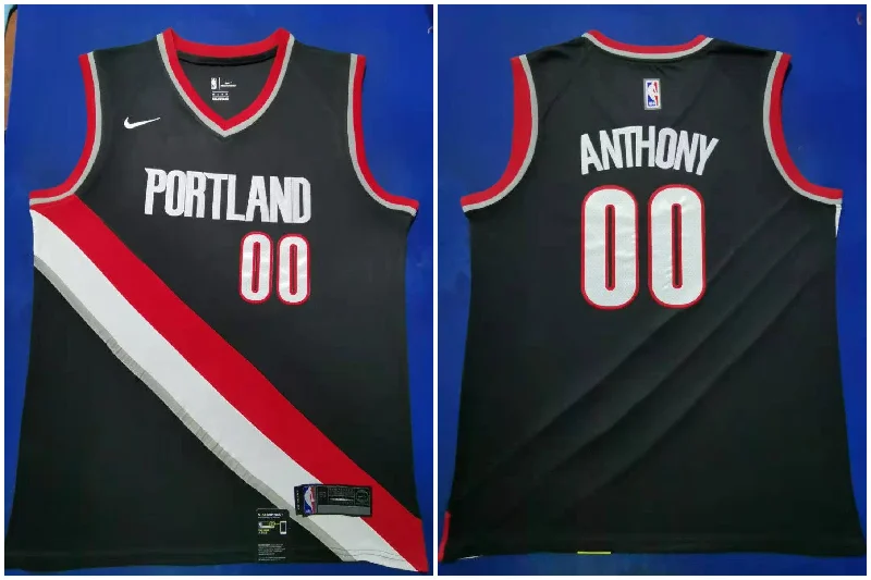 Football Jersey For Player Representation-Basketball Jersey For Player Representation-Blazers 00 Carmelo Anthony Black 2019-20 Swingman Basketball Jersey