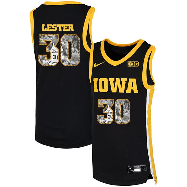 Iowa Hawkeyes 30 Ronnie Lester Black Basketball College Fashion Basketball Jersey