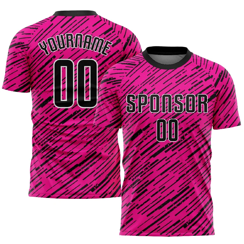 Football Jersey With Logo-Custom Pink Black-White Sublimation Soccer Uniform Jersey