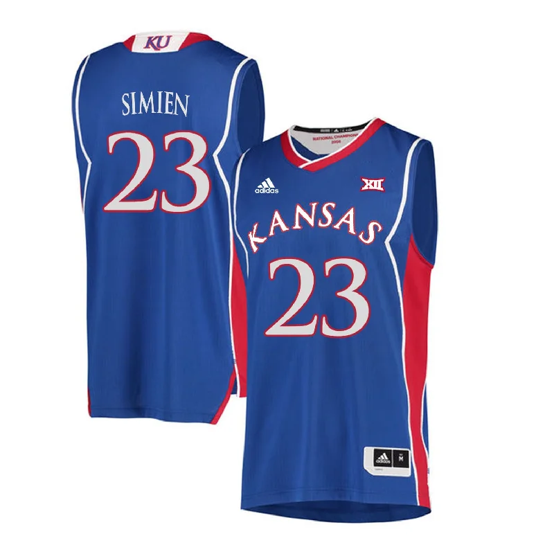 Football Jersey For Championship Games-Basketball Jersey For Championship Games-Kansas Jayhawks 23 Wayne Simien Blue Throwback College Basketball Basketball Jersey