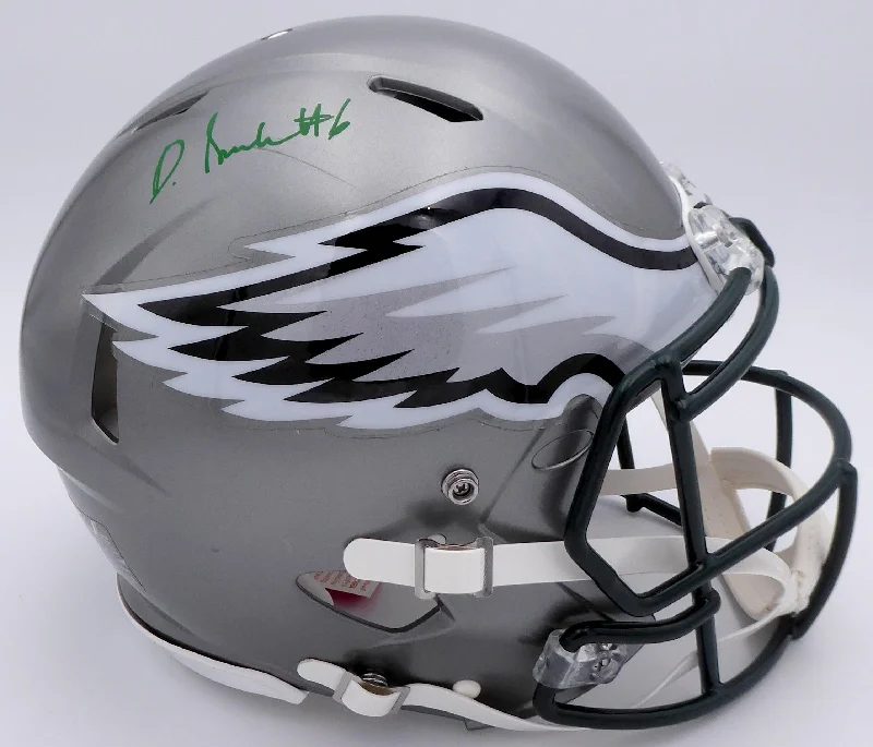 Rugby Helmet For Protective Sports-DeVonta Smith Autographed Philadelphia Eagles Flash Silver Full Size Authentic Speed Helmet (Scuff) Beckett BAS QR #WN30215