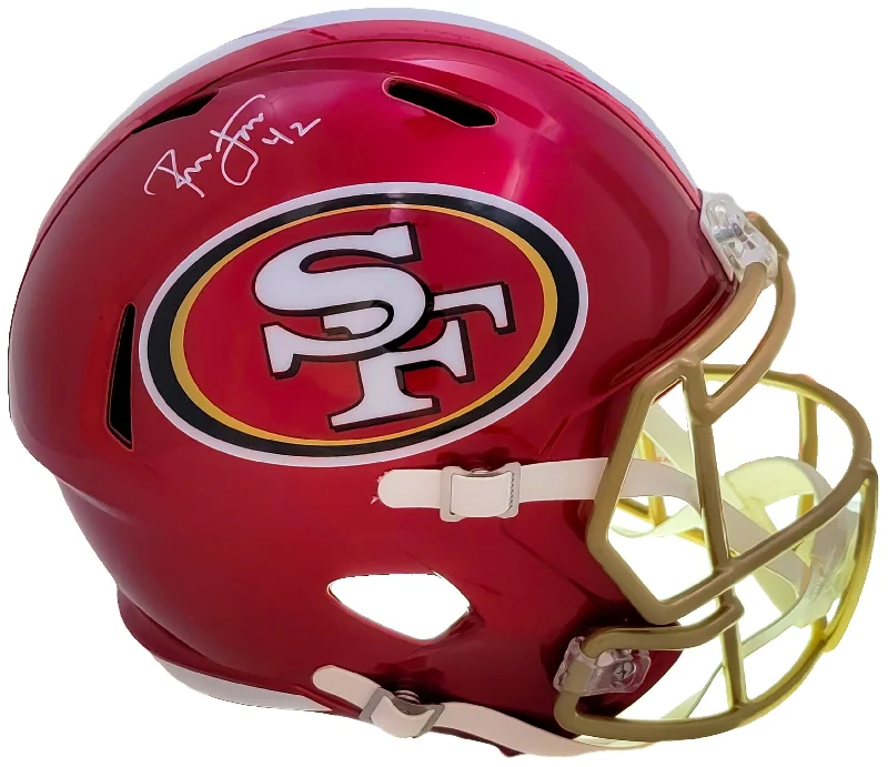 Rugby Helmet With Custom Logo-Ronnie Lott Autographed San Francisco 49ers Flash Red Full Size Replica Speed Helmet Beckett BAS Witness Stock #208225