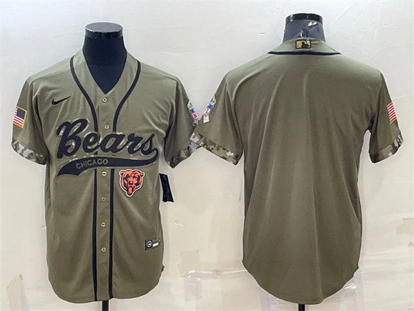 Baseball Jersey For Ultimate Performance-Men's Chicago Bears Blank Olive 2022 Salute To Service Cool Base Stitched Baseball Jersey