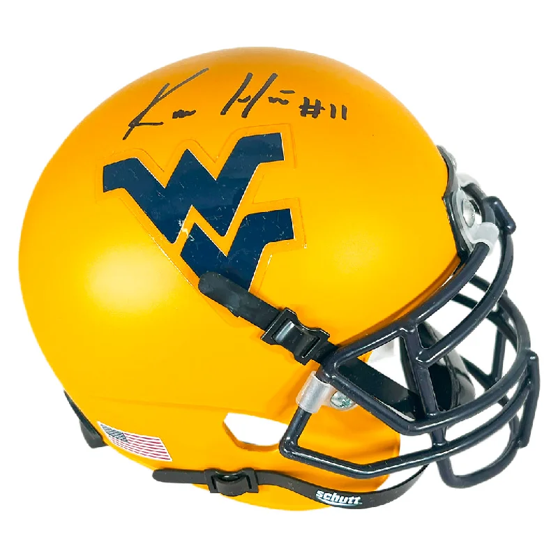 Rugby Helmet For Official Rugby Events-Kevin White Signed West Virginia Mountaineers Yellow Mini Schutt Football Helmet (Beckett)