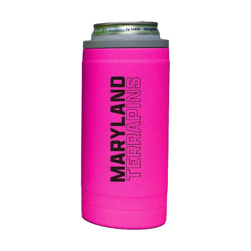 Team Mug For Team Events-Maryland 12oz Electric Stacked Soft Touch Slim Coolie