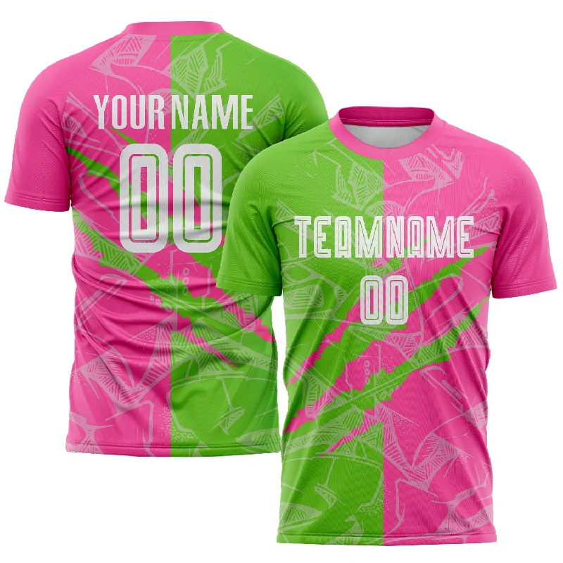 Football Jersey For Custom Player Orders-Custom Graffiti Pattern Aurora Green-Pink Scratch Sublimation Soccer Uniform Jersey