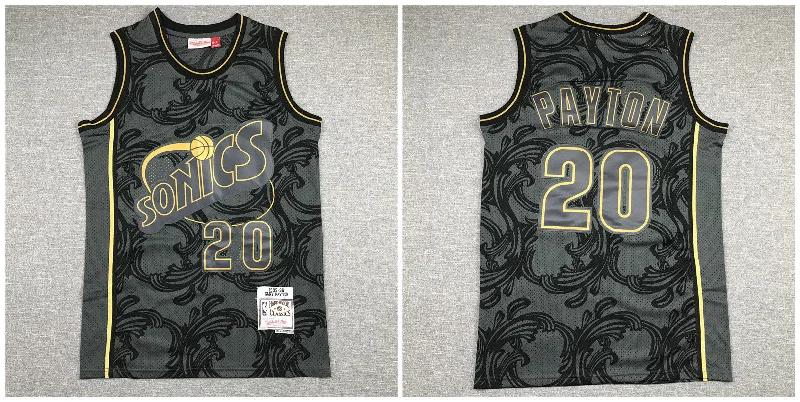 Football Jersey For Fanatics-Basketball Jersey For Fanatics-SuperSonics 20 Gary Payton Black 1995-96 Hardwood Classics Basketball Jersey