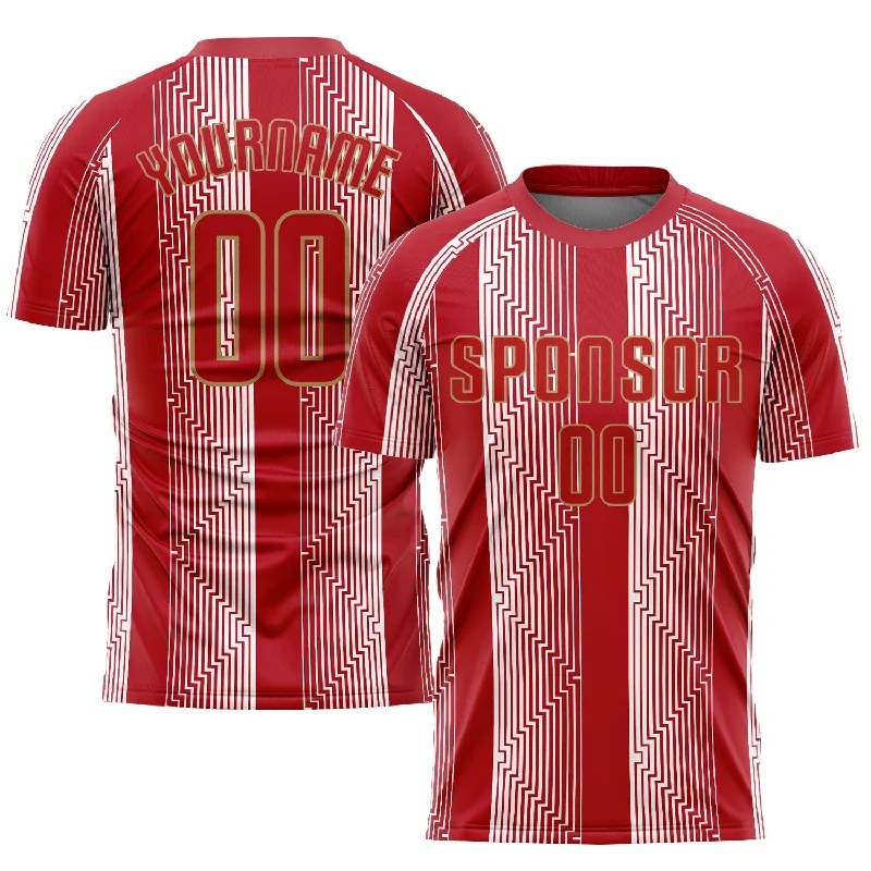 Football Jersey For Match Day Outfits-Custom Red Red-Old Gold Sublimation Soccer Uniform Jersey