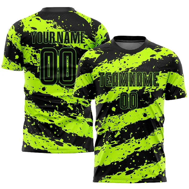 Football Jersey For Special Promotions-Custom Neon Green Black Sublimation Soccer Uniform Jersey