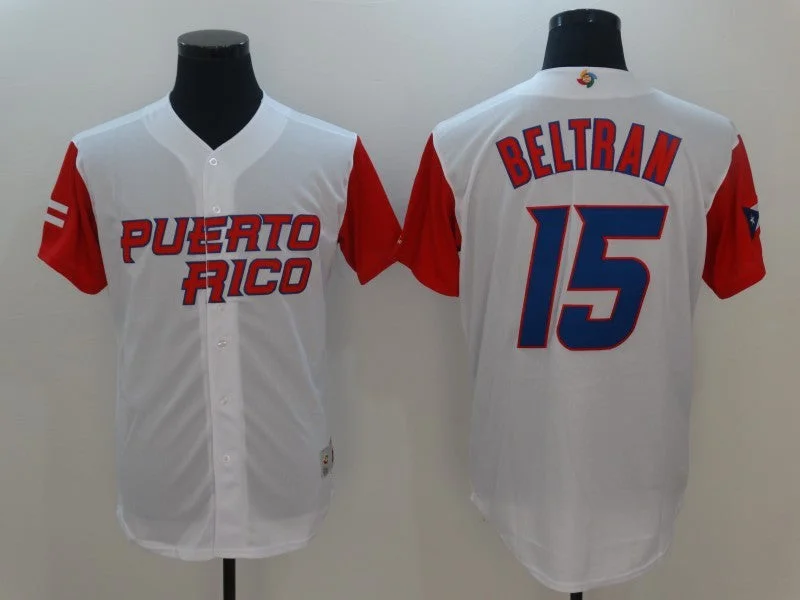 Baseball Jersey For High School Teams-Men's Puerto Rico Baseball 15 Carlos Beltran White 2017 Worl Baseball Classic Jersey