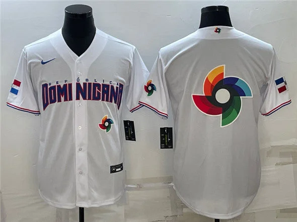 Baseball Jersey For Competitive Teams-Men's Dominican Republic Baseball 2023 White World Baseball Big Logo With Patch Classic Stitched Jersey