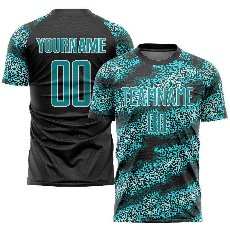 Football Jersey For Group Purchases-Custom Teal Teal-Black Sublimation Soccer Uniform Jersey