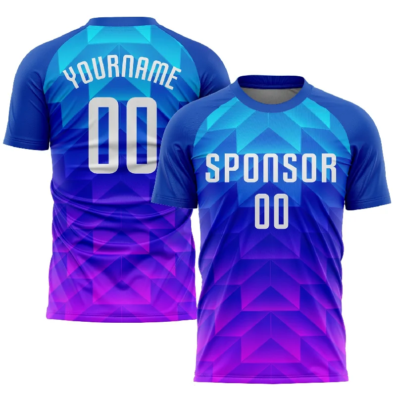 Football Jersey For Competitive Teams-Custom Royal White Light Blue-Hot Pink Sublimation Soccer Uniform Jersey