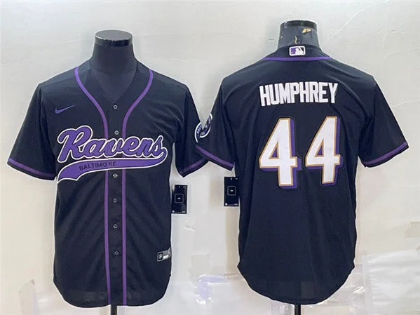 Baseball Jersey With Custom Graphics-Men's Baltimore Ravens #44 Marlon Humphrey Black With Patch Cool Base Stitched Baseball Jersey