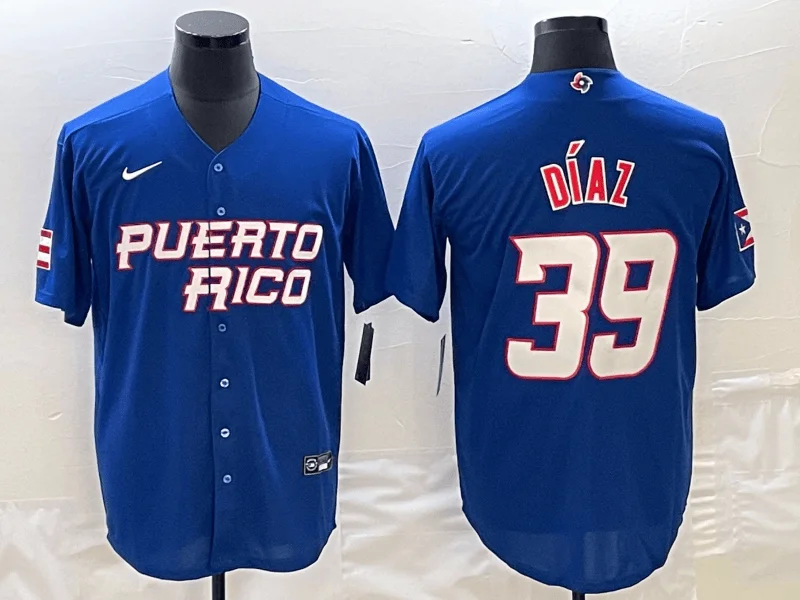 Baseball Jersey For Softball Players-Men's Puerto Rico Baseball #39 Edwin DÃ­az 2023 Royal World Baseball Classic Stitched Jersey