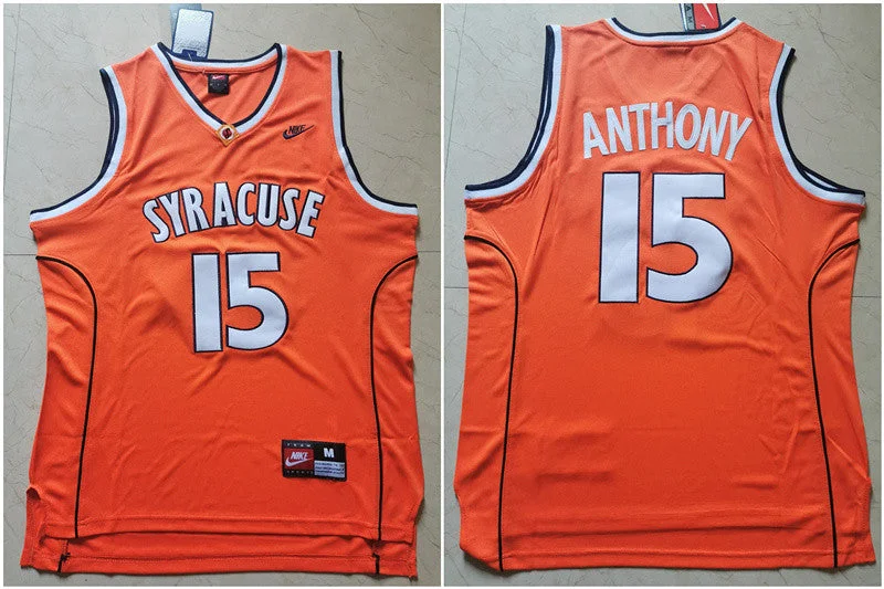 Football Jersey For Sports Teams And Clubs-Basketball Jersey For Sports Teams And Clubs-Syracuse University 15 Carmelo Anthony Orange Basketball College Basketball Jersey