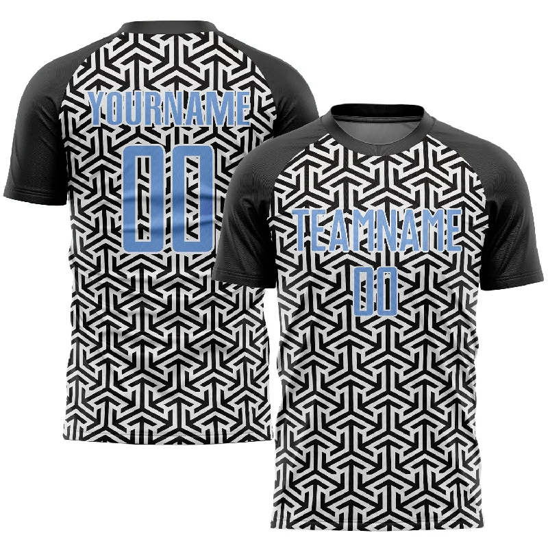 Football Jersey For Tournament Winners-Custom Black Light Blue-White Sublimation Soccer Uniform Jersey