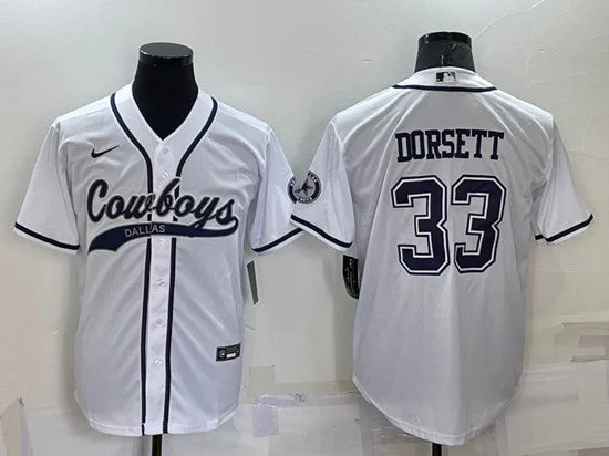 Baseball Jersey For Tournament Teams-Men's Dallas Cowboys #33 Tony Dorsett White Cool Base Stitched Baseball Jersey