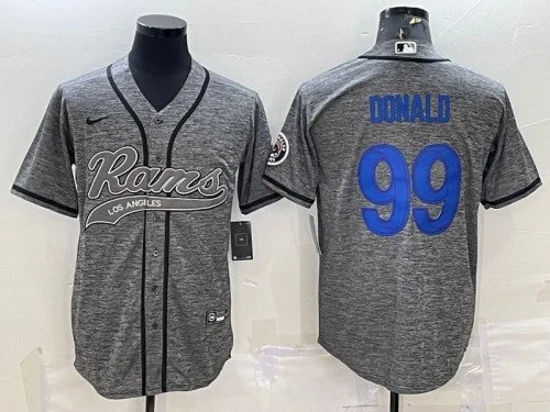 Baseball Jersey For Family Gifts-Men's Los Angeles Rams #99 Aaron Donald Gray With Patch Cool Base Stitched Baseball Jersey