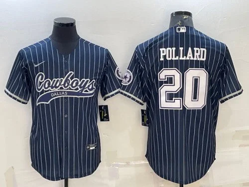 Baseball Jersey For Softball And Baseball-Men's Dallas Cowboys #20 Tony Pollard Navy With Patch Cool Base Stitched Baseball Jersey