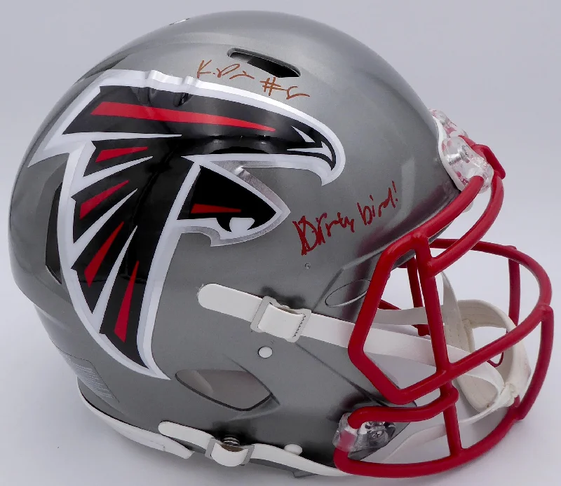 Rugby Helmet For Tournaments-Kyle Pitts Autographed Atlanta Falcons Flash Silver Full Size Authentic Speed Helmet "Dirty Bird" (Smudge) Beckett BAS QR #WL25816