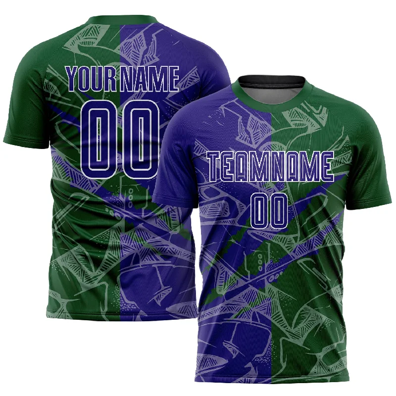 Football Jersey For Youth Sports Leagues-Custom Graffiti Pattern Dark Purple-Green Scratch Sublimation Soccer Uniform Jersey