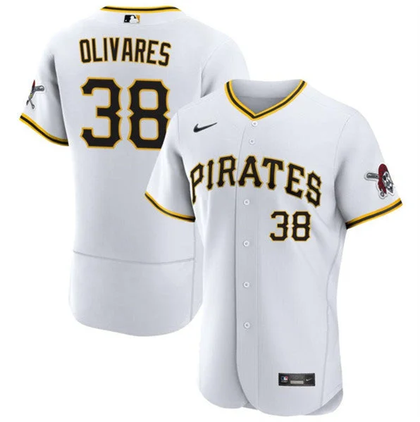 Baseball Jersey For Team Workouts-Men's Pittsburgh Pirates #38 Edward Olivares White Flex Base Baseball Stitched Jersey