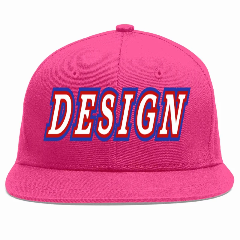 Baseball Cap For Travel Fashion-Custom Rose Red White-Red Flat Eaves Sport Baseball Cap Design for Men/Women/Youth