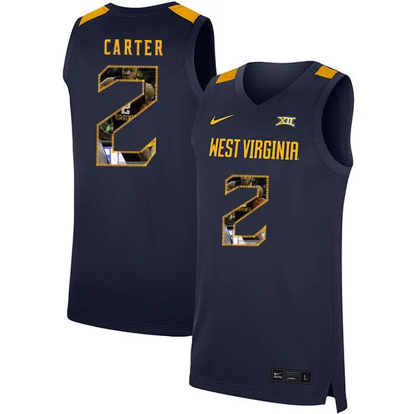 Football Jersey With Name And Number-Basketball Jersey With Name And Number-West Virginia Mountaineers 2 Jevon Carter Navy Fashion Basketball College Basketball Jersey