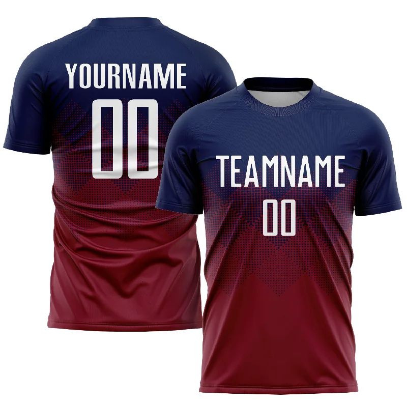 Football Jersey For Practice Sessions-Custom Navy White-Crimson Sublimation Soccer Uniform Jersey