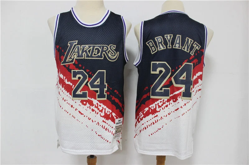 Football Jersey With Team Logo-Basketball Jersey With Team Logo-Lakers 24 Kobe Bryant White Independence Day Hardwood Classics Basketball Jersey