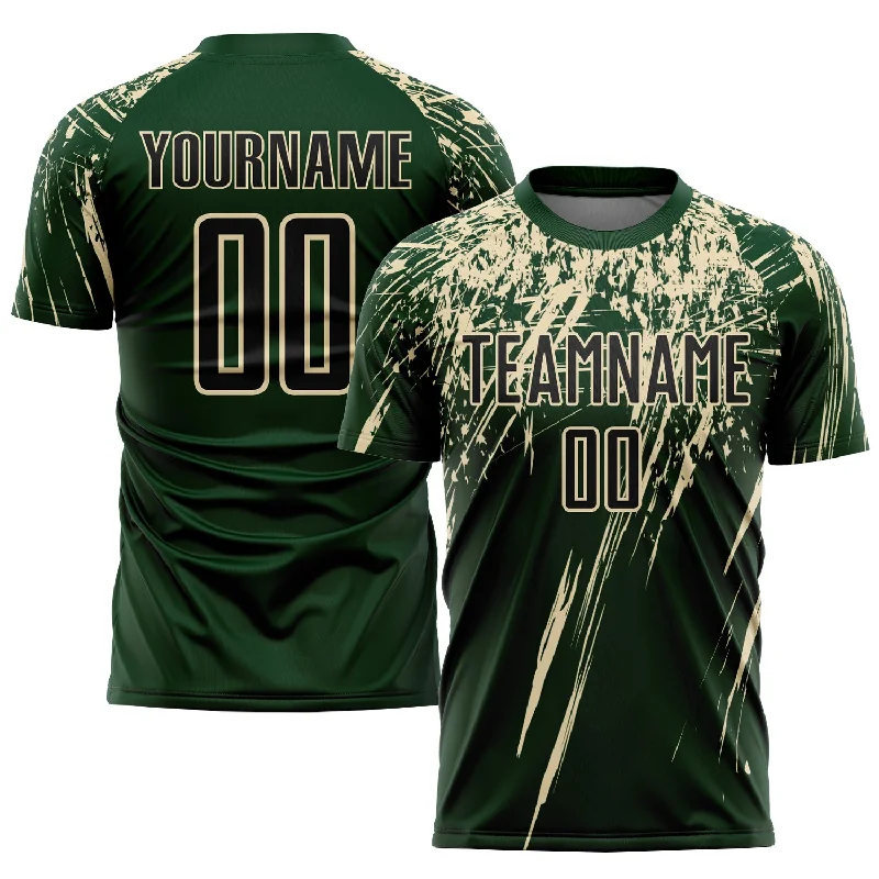 Football Jersey For Group Discounts-Custom Green Black-Cream Sublimation Soccer Uniform Jersey