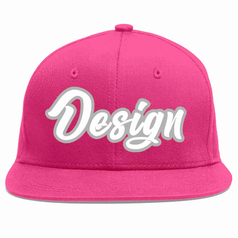 Baseball Cap For Cool Accessories-Custom Rose Red White-Gray Flat Eaves Sport Baseball Cap Design for Men/Women/Youth