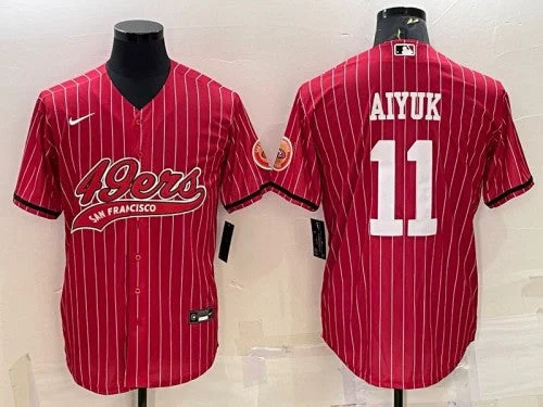 Baseball Jersey For Game Day Experience-Men's San Francisco 49ers #11 Brandon Aiyuk Red With Patch Cool Base Stitched Baseball Jersey