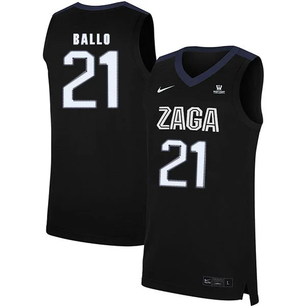 Football Jersey With Custom Colors-Basketball Jersey With Custom Colors-Gonzaga Bulldogs 21 Oumar Ballo Black College Basketball Basketball Jersey