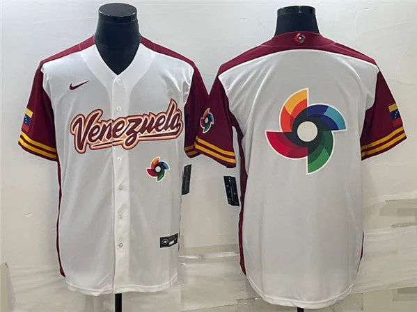 Baseball Jersey For College Alumni Teams-Men's Venezuela Baseball 2023 White World Baseball Big Logo With Patch Classic Stitched Jersey