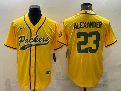 Baseball Jersey For Major League Apparel-Men's Green Bay Packers #23 Jaire Alexander Gold With Patch Cool Base Stitched Baseball Jersey