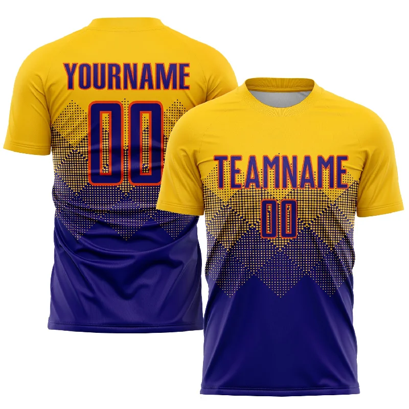 Football Jersey For Adult Fans-Custom Gold Dark Purple-Orange Sublimation Soccer Uniform Jersey