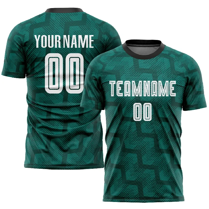 Football Jersey With Team Mascot-Custom Green White-Black Sublimation Soccer Uniform Jersey