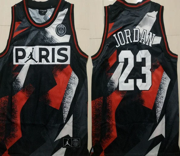 Football Jersey With Custom Graphics-Basketball Jersey With Custom Graphics-Paris Saint-Germain 23 Michael Jordan Black Classic Fashion Basketball Jersey