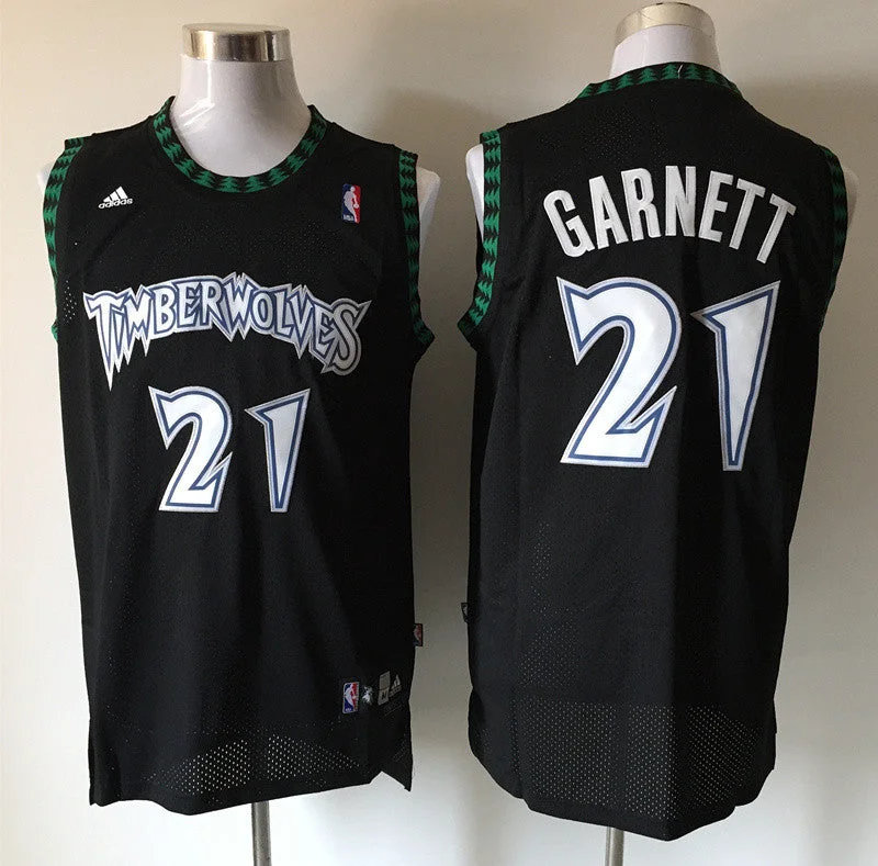 Football Jersey For Women-Basketball Jersey For Women-Timberwolves 21 Garnett Black New Revolution 30 Basketball Jerseys