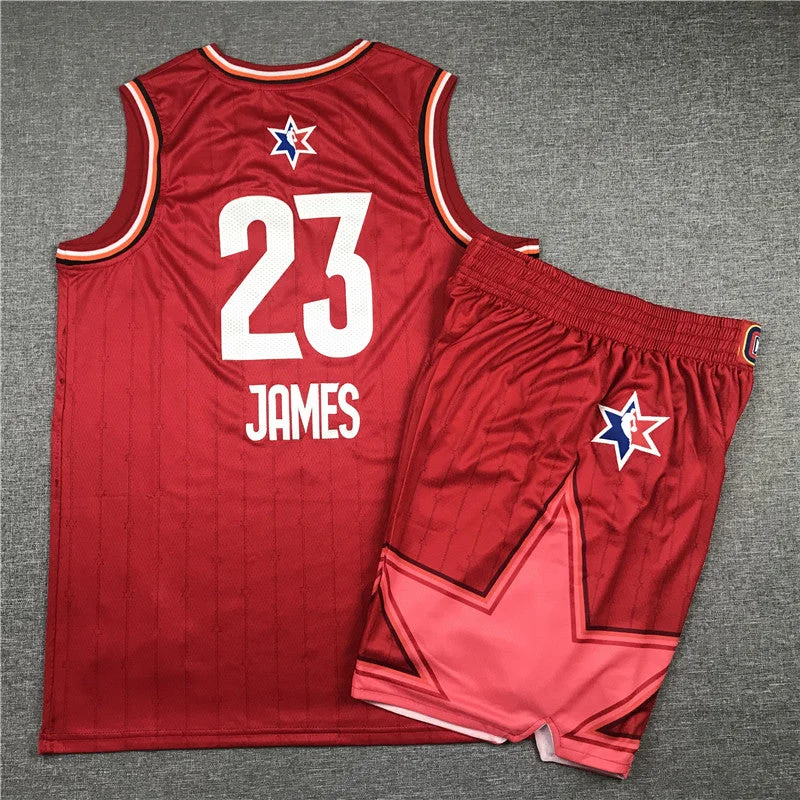 Football Jersey For Competitive Leagues-Basketball Jersey For Competitive Leagues-Lakers 23 Lebron James Red 2020 All-Star Jordan Brand Swingman Basketball Jersey(With Shorts)